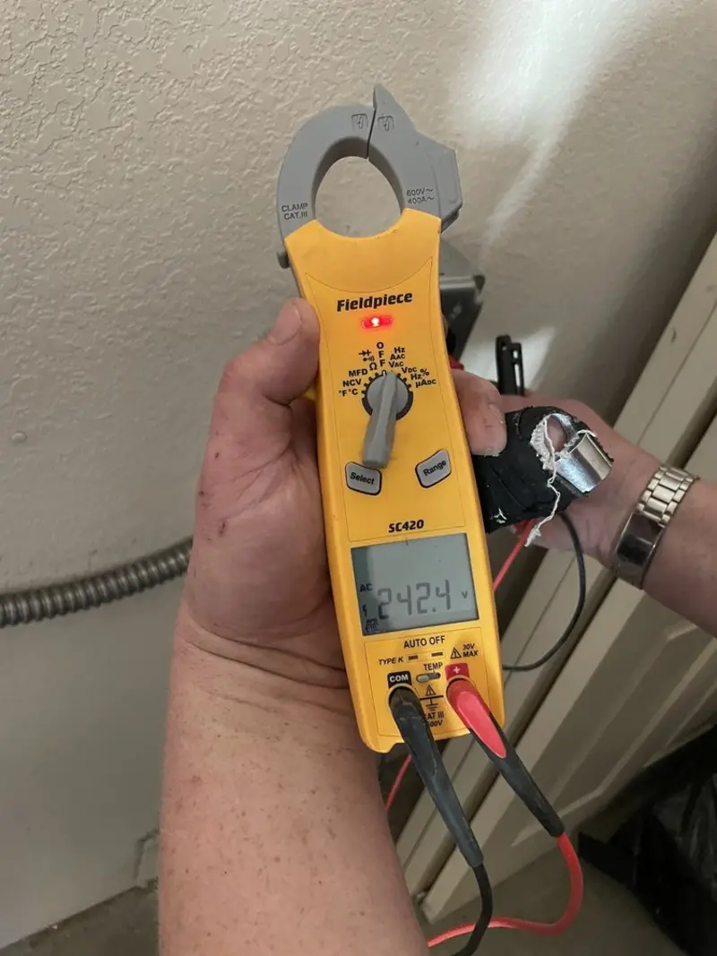 Voltage testing with clamp meter during Generator Installation in Chatham